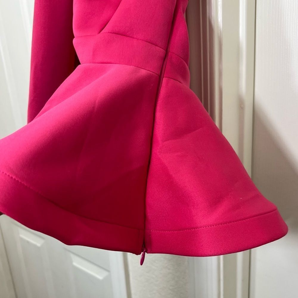 CQ by CQ One Shoulder Ruffle Asymmetrical One Shoulder Peplum Top Pink Fuchsia - Picture 10 of 15